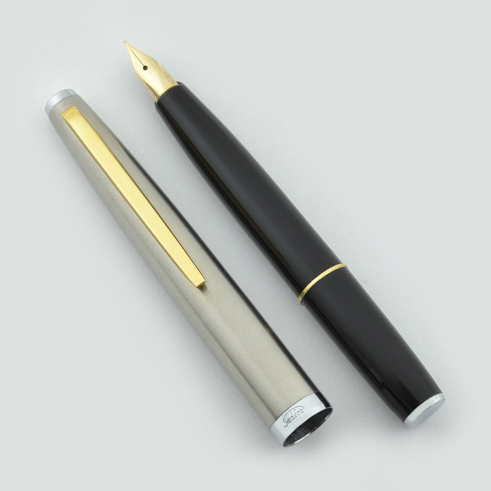 Sailor Pocket Fountain Pen - 1965, 14k Fine Nib, Brushed Steel w
